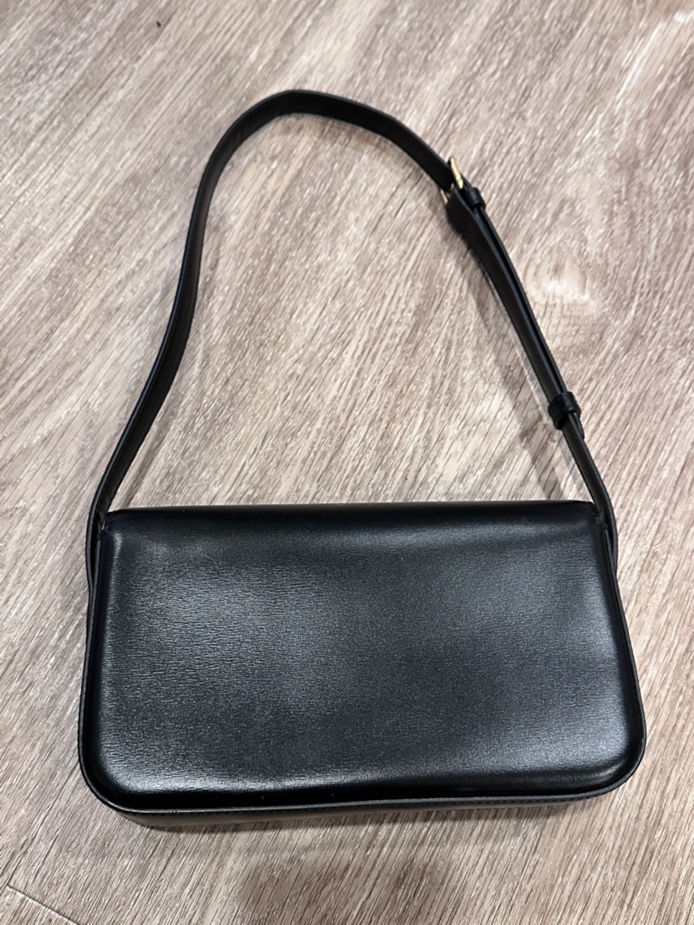 Celine Black Leather Shoulder Bag with Gold Triomphe Clasp - Picture 2 of 3